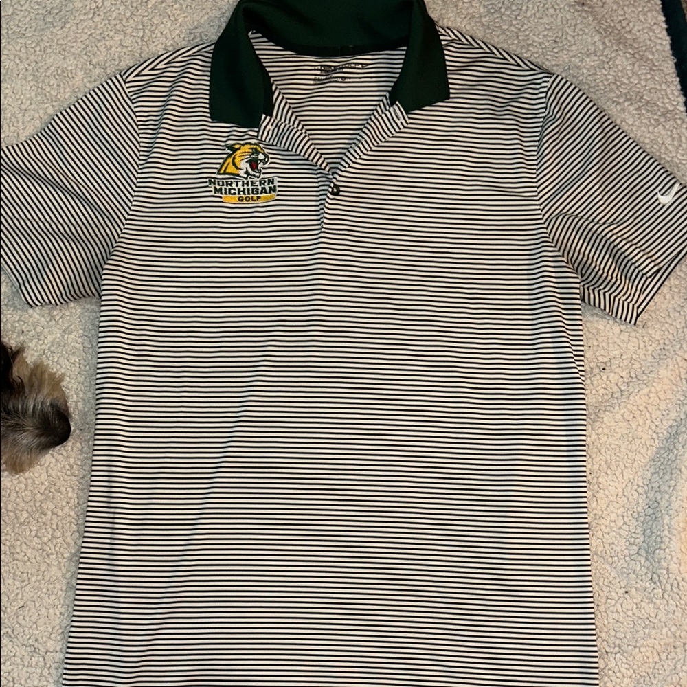 Nike Golf Green and White Striped Polo